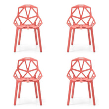 Set de 4 Sillas Roxy, Color Salmón, con Espaldar y Diseño Moderno
