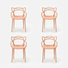 Set de 4 Sillas Palermo, Color Mandarina, con Espaldar y Diseño Moderno