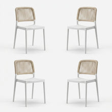 Set de 4 Sillas Houston, Color Blanco, con Espaldar Tejido