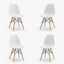 Set de 4 Sillas Eames, Color Blanco, con Patas de Madera