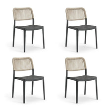 Set de 4 Sillas Austin, Color Negro, con Espaldar Tejido