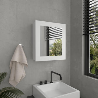 Gabinete de Baño Heston, Blanco Duqueza, con Espejo y Dos Entrepaños ZF
