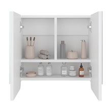 Gabinete de Baño Alondra, Kronos Blanco, con Dos Puerta Batibles y Dos Espejos ZF
