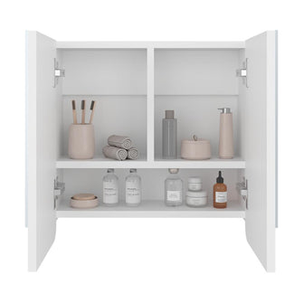 Gabinete de Baño Alondra, Kronos Blanco, con Dos Puerta Batibles y Dos Espejos ZF