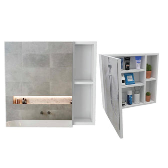 Gabinete de Baño Baham, Blanco, Incluye Puerta Espejo y Tres Entrepaños  X2