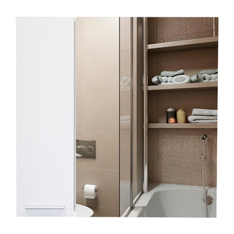 Gabinete de Baño Depp, Blanco, con Espejo Biselado de Buen Tamaño y Varios Entrepaños