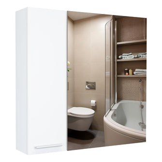 Gabinete de Baño Depp, Blanco, con Espejo Biselado de Buen Tamaño y Varios Entrepaños
