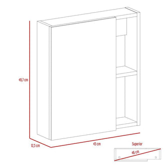 Gabinete de Baño Labell, Blanco, con Puerta Espejo y Entrepaños ZF