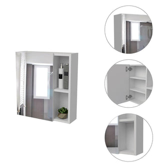 Gabinete de Baño Labell, Blanco, con Puerta Espejo y Entrepaños  X2