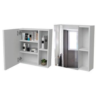 Gabinete de Baño Labell, Blanco, con Puerta Espejo y Entrepaños  X2