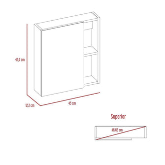 Gabinete de Baño Delhi, Blanco, con Puerta Espejo y Varios Entrepaños X2