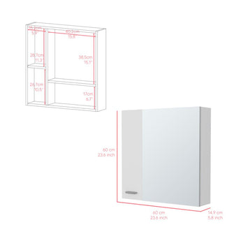 Gabinete de Baño Depp, Blanco, con Puerta Espejo Biselado y Dos Entrepaños ZF