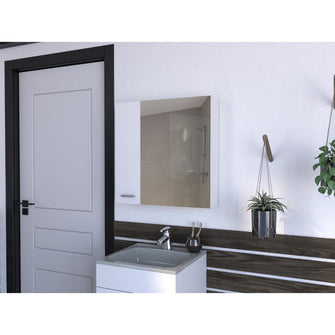 Gabinete de Baño Depp, Blanco, con Puerta Espejo Biselado y Dos Entrepaños ZF