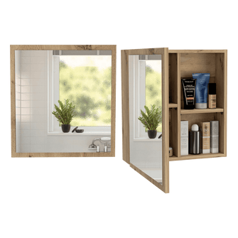 Gabinete de Baño Luma, Café Claro, con Puerta Espejo y Dos Entrepaños Para Ubicar Múltiples Objetos ZF X2