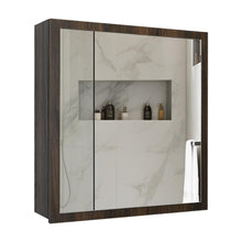 Gabinete de Baño Luma, Nogal Europeo, con Puerta Espejo y Entrepaños Para Ubicar Múltiples Objetos
