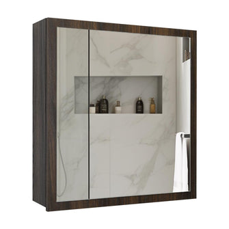 Gabinete de Baño Luma, Nogal Europeo, con Puerta Espejo y Entrepaños Para Ubicar Múltiples Objetos
