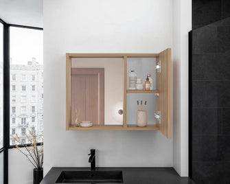 Gabinete de Baño Alessi, Fresno Europeo, con especio para guardar objetos de aseo personal