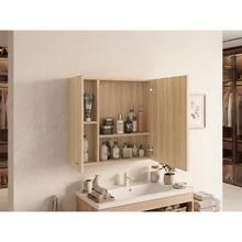 Gabinete de Baño Apolis, Fresno Europeo, con Puerta Espejo y Dos Entrepaños Para Ubicar Múltiples Objetos X2