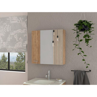 Gabinete de Baño Apolis, Miel, con Puerta Espejo y Dos Entrepaños Para Ubicar Múltiples Objetos    X2
