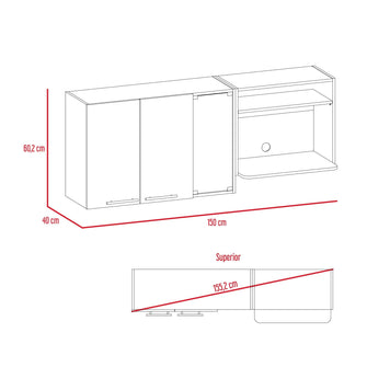 Gabinete Superior Viltex, Beige y Blanco, Incluye Locero y Portavasos