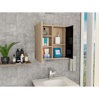 Gabinete de Baño Deneb, Beige, Incluye Puerta Espejo y Múltiple Superficies X2