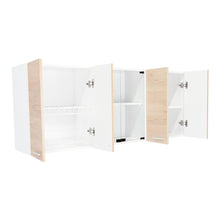 Gabinete Superior Vega, Blanco y Biege, incluye entrepaño móvil central y dos puertas de vidrio