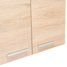 Gabinete Superior Vega, Blanco y Biege, incluye entrepaño móvil central y dos puertas de vidrio