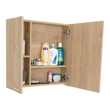 Gabinete de Baño Barents, Beige, con Espejo Biselado de Buen Tamaño y Varios Entrepaños