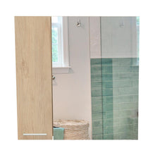 Gabinete de Baño Barents, Beige, con Espejo Biselado de Buen Tamaño y Varios Entrepaños X2