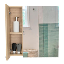 Gabinete de Baño Barents, Beige, con Espejo Biselado de Buen Tamaño y Varios Entrepaños