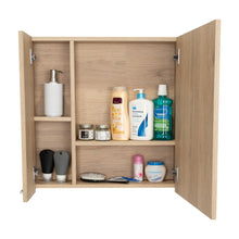 Gabinete de Baño Barents, Beige, con Espejo Biselado de Buen Tamaño y Varios Entrepaños