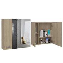 Gabinete de Baño Barents, Beige, con Espejo Biselado de Buen Tamaño y Varios Entrepaños X2