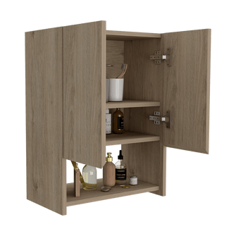 Gabinete de Baño Mauren, Beige, con Dos Puertas y Tres Entrepaños