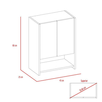 Gabinete de Baño Mauren, Beige, con Dos Puertas y Tres Entrepaños X2