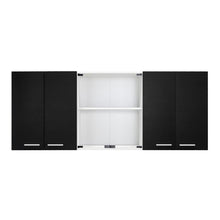 Gabinete Superior Vega, Blanco y Wengue, incluye entrepaño móvil central y dos puertas de vidrio