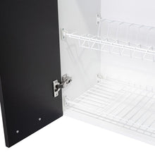 Gabinete Superior Vega, Blanco y Wengue, incluye entrepaño móvil central y dos puertas de vidrio