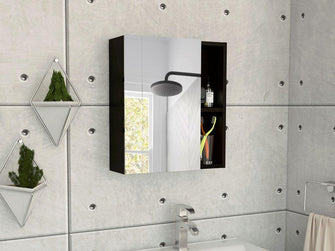 Gabinete de Baño Labell, Wengue, con Puerta Espejo y Entrepaños ZF