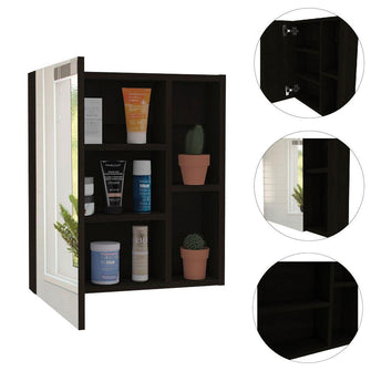 Gabinete de Baño Labell, Wengue, con Puerta Espejo y Entrepaños ZF