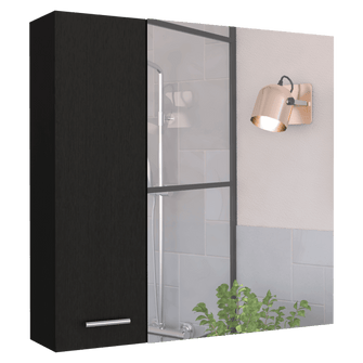 Gabinete de Baño Depp, Wengue, con Puerta Espejo Biselado y Dos Entrepaños ZF X2