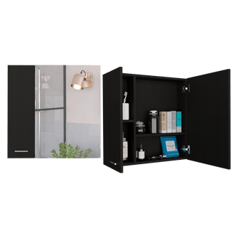 Gabinete de Baño Depp, Wengue, con Puerta Espejo Biselado y Dos Entrepaños ZF X2