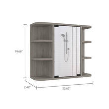 Gabinete de Baño Delio, Humo, con Una Puerta de Espejo Abatible y Seis Entrepaños ZF