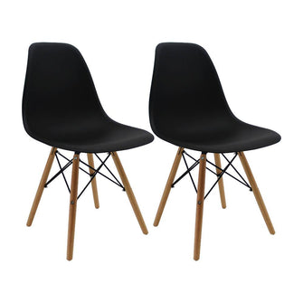 Kit por 2 sillas Eames Patas En Madera para comedor, sala, restaurante - Negras