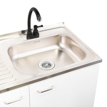 Gabinete Inferior Cantabria, Kronos Blanco y Fresno Europeo, con dos Puertas Abatibles- Mesón derecho y Grifería ZF