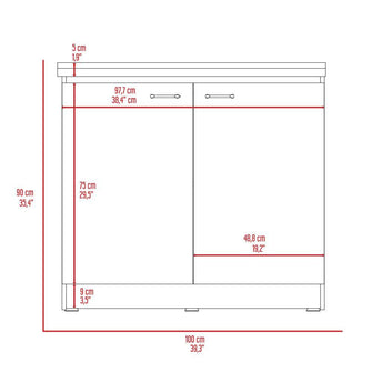 Gabinete Inferior Cantabria, Blanco y Gris, Ideal Para Espacio Reducidos, con mesón derecho  ZF