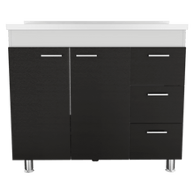 Gabinete Inferior Cantabria, Wengue Y Blanco Duqueza, con Dos Puertas Batientes Y Tres Cajones Deslizables ZF