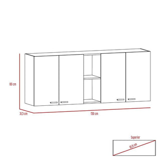 Gabinete Superior Estrella, Wengue, con cuatro puertas batientes ZF