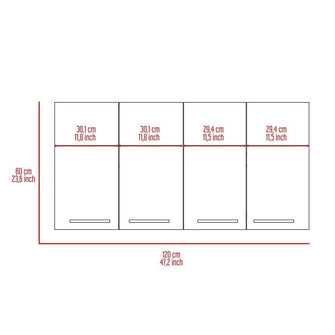 Gabinete Superior Frello 120, Wengue, con Cuatro Puertas Batientes  ZF