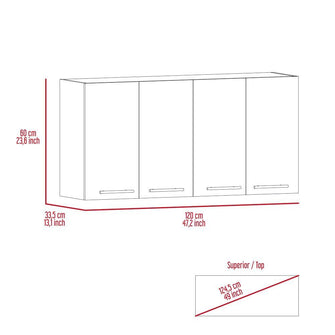 Gabinete Superior Frello 120, Wengue, con Cuatro Puertas Batientes  ZF