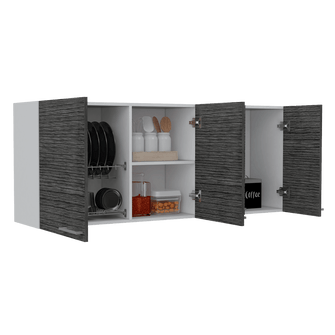 Gabinete Superior Raichel, Blanco y Gris, con Varios Entrepaños