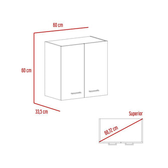 Gabinete Superior Roxana, Castaño y Blanco Duqueza, con Locero y Portavasos